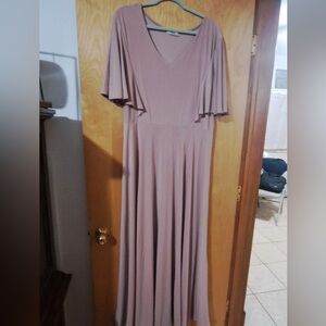 Koh Koh Mauve Maxi Dress 2X – Flutter Sleeve, Stretchy